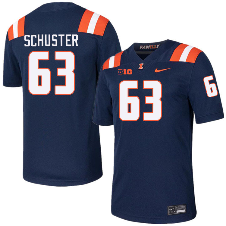 Men #63 Dezmond Schuster Illinois Fighting Illini College Football Jerseys Stitched-Navy